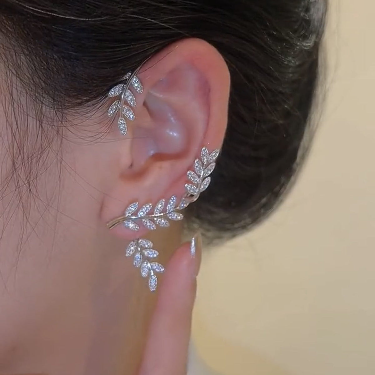 Willow Zircon Tree Earrings | Detachable Micro-Inlaid Before and After
