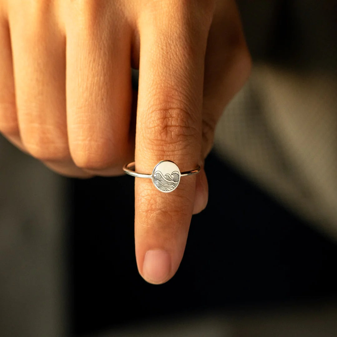 S925 Pure Silver Sea Wave Ring | Women's Minimalist Band