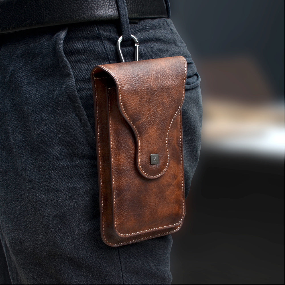 6.5" Faux Leather Phone Waist Bag with Dual Compartments