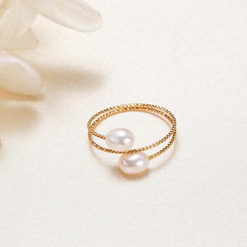 Freshwater Pearl Ring | Copper Alloy Women's Single and Double Circle
