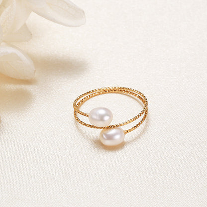 Freshwater Pearl Ring | Copper Alloy Women's Single and Double Circle