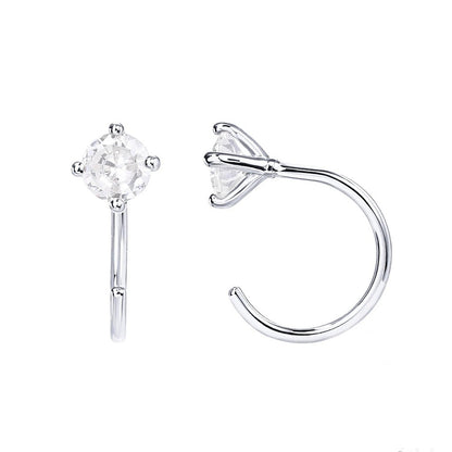 Semicircular Zircon Piercing Earrings | Copper Minimalist Gold Platinum