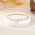 Hollow Heart Shape Drop Oil Diamond Bracelet in Stainless Steel