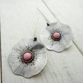 Lotus Leaf Metal Earrings | Alloy Silver Retro Electroplated