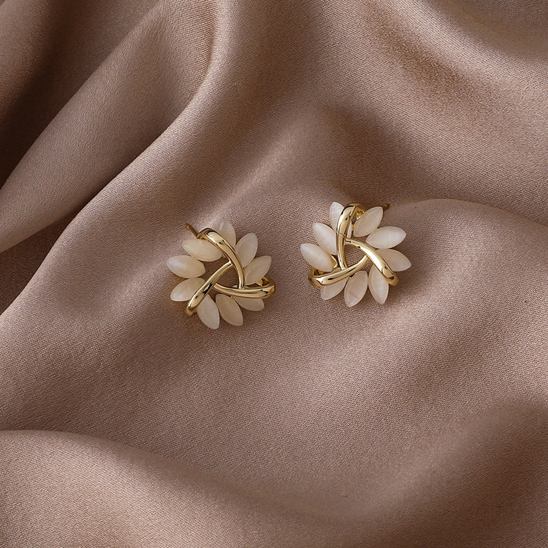 Triangle Opal Stud Earrings | Copper S925 Silver Needle Geometric