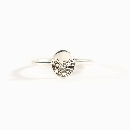 S925 Pure Silver Sea Wave Ring | Women's Minimalist Band