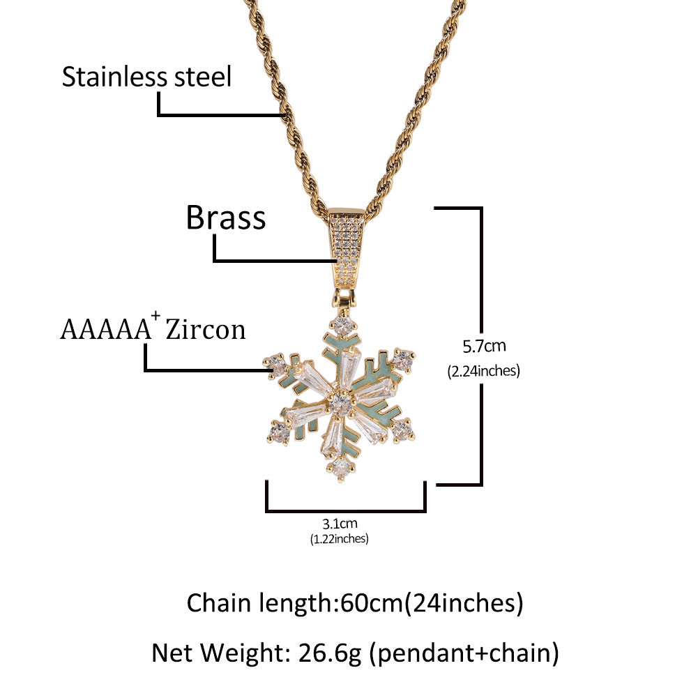 Spinning Snowflake Luminous Pendant Necklace