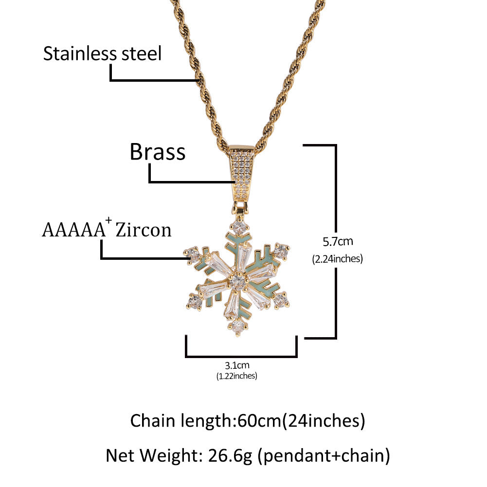 Spinning Snowflake Luminous Pendant Necklace
