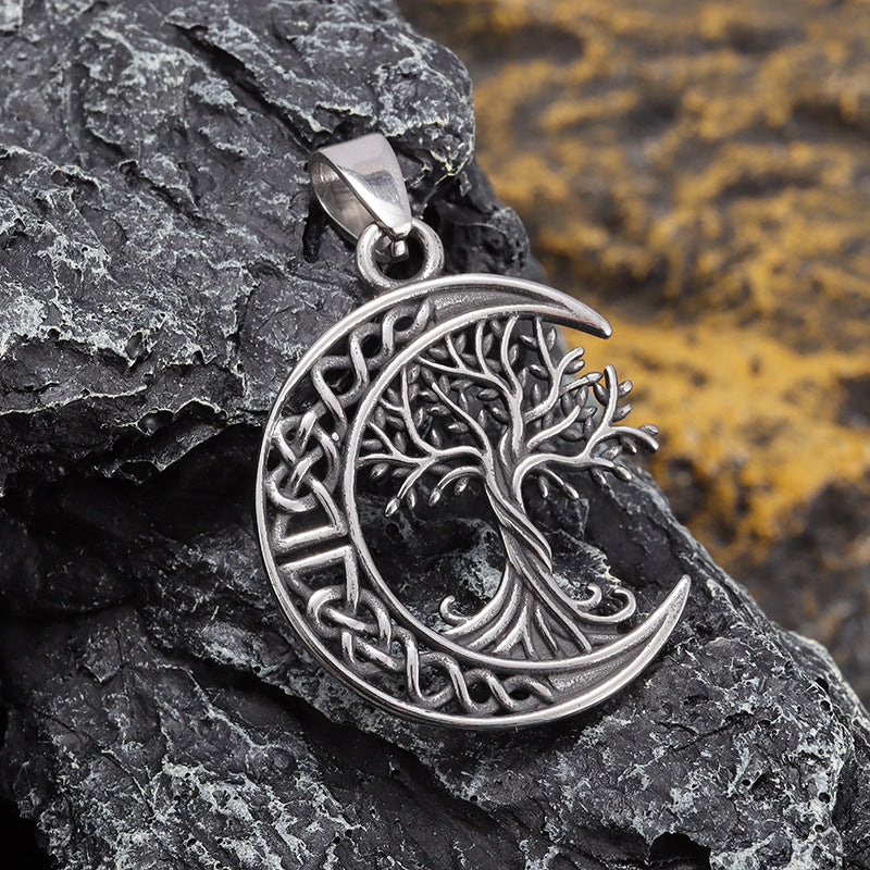 Nordic Viking Celtic Knot Tree of Life Pendant Necklace | Titanium Steel