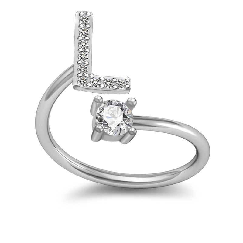 A-Z Initial Letter Ring for Women and Men | Adjustable Alloy