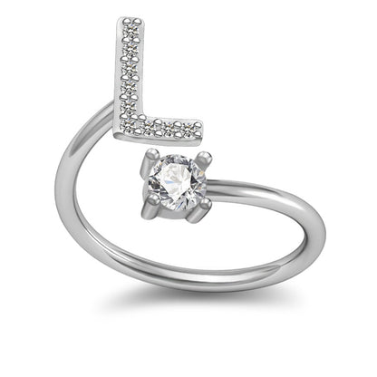 A-Z Initial Letter Ring for Women and Men | Adjustable Alloy