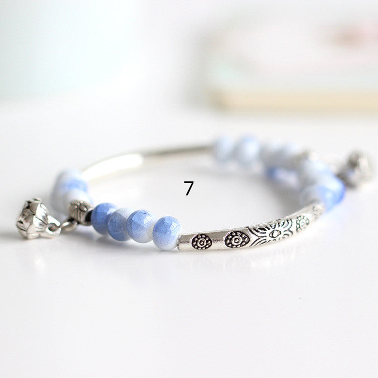 Handmade Ceramic Bead Bracelet for Women