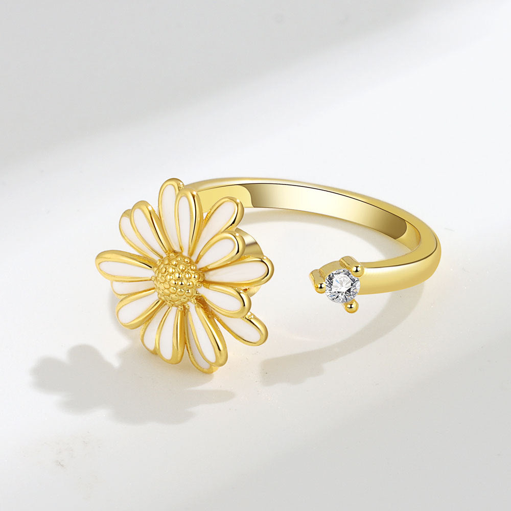 Purple Enamel Rotating Ring | Anti-Stress Copper Flower Design