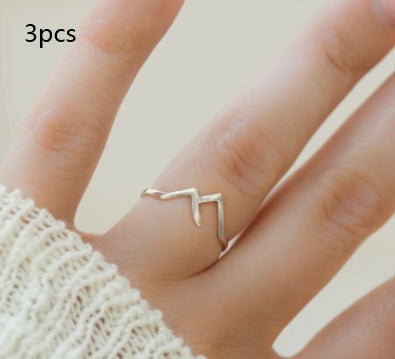 Mountain-Shaped Copper Ring | Creative Women's Statement Band