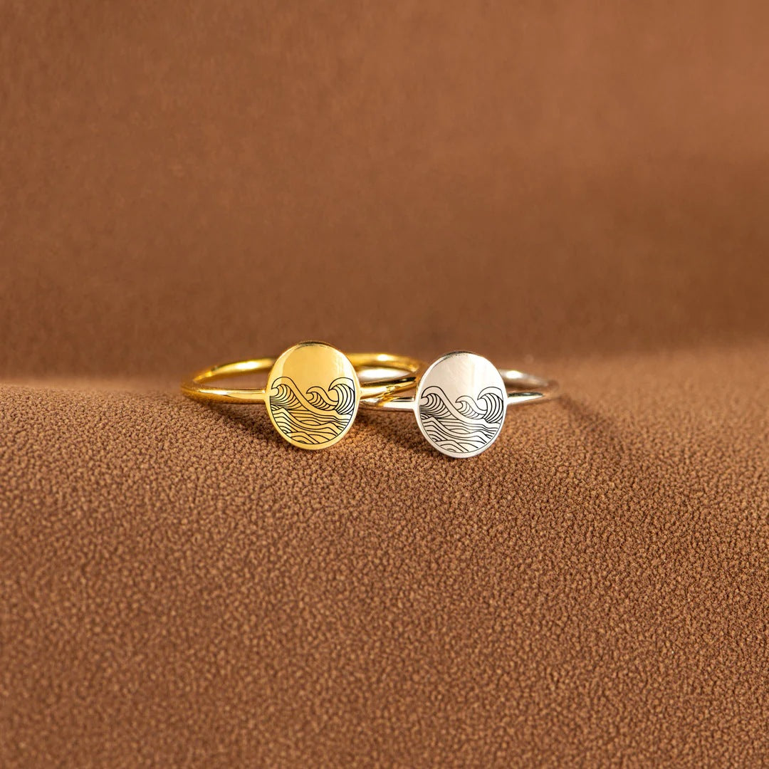 S925 Pure Silver Sea Wave Ring | Women's Minimalist Band