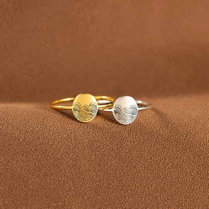 S925 Pure Silver Sea Wave Ring | Women's Minimalist Band