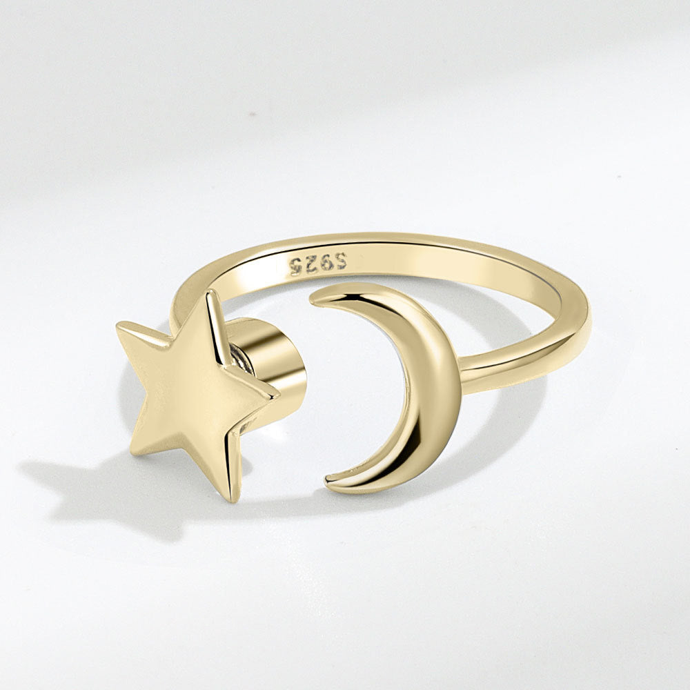 Star Moon Rotating Ring | Copper Adjustable Women's Gold Silver