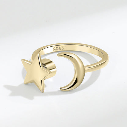 Star Moon Rotating Ring | Copper Adjustable Women's Gold Silver