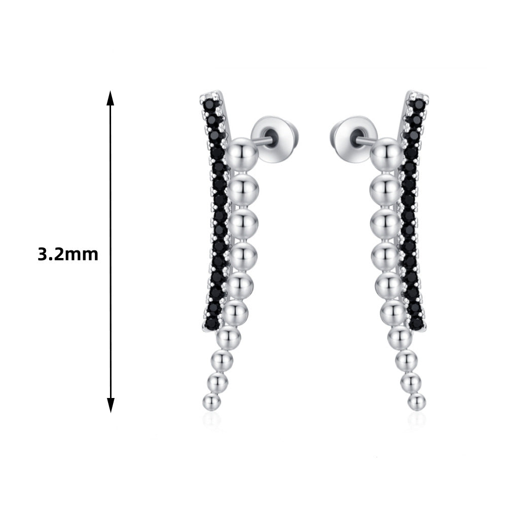 Long Bead Zircon Copper Earrings | Slimming Drop Natural Style