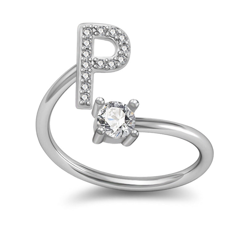 A-Z Initial Letter Ring for Women and Men | Adjustable Alloy