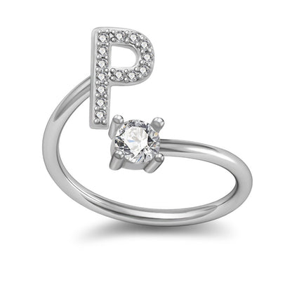 A-Z Initial Letter Ring for Women and Men | Adjustable Alloy