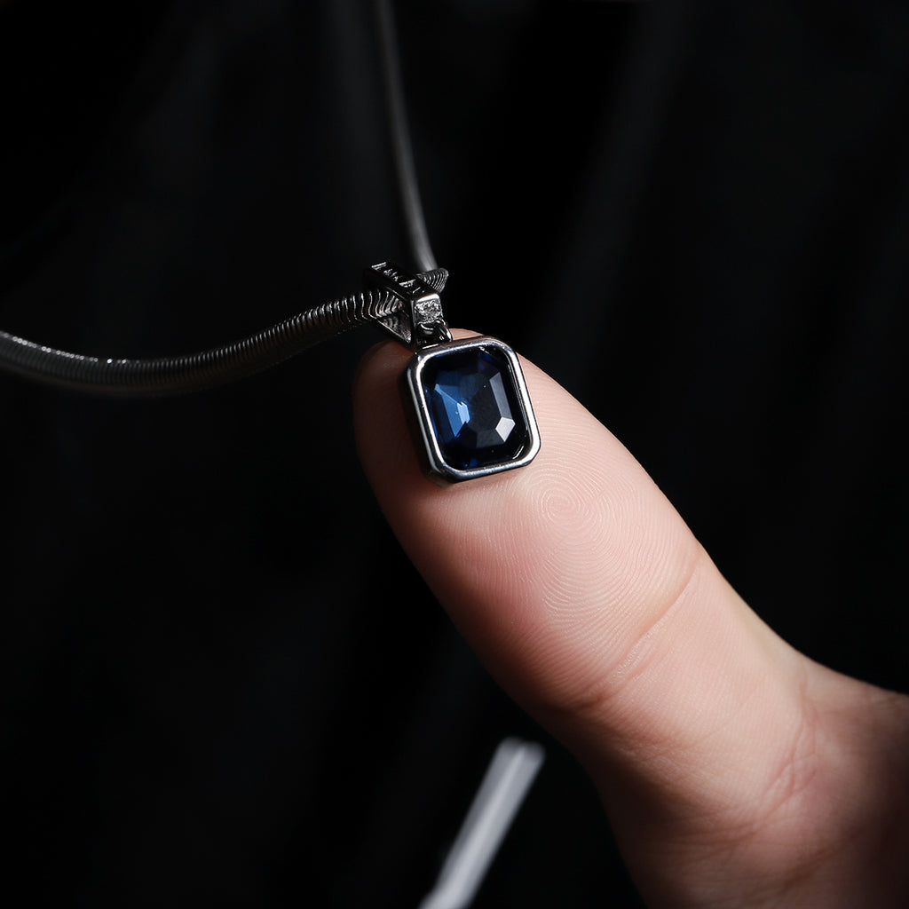 Blue Pendant Snake Chain Necklace for Men | Daily Wear & Gift