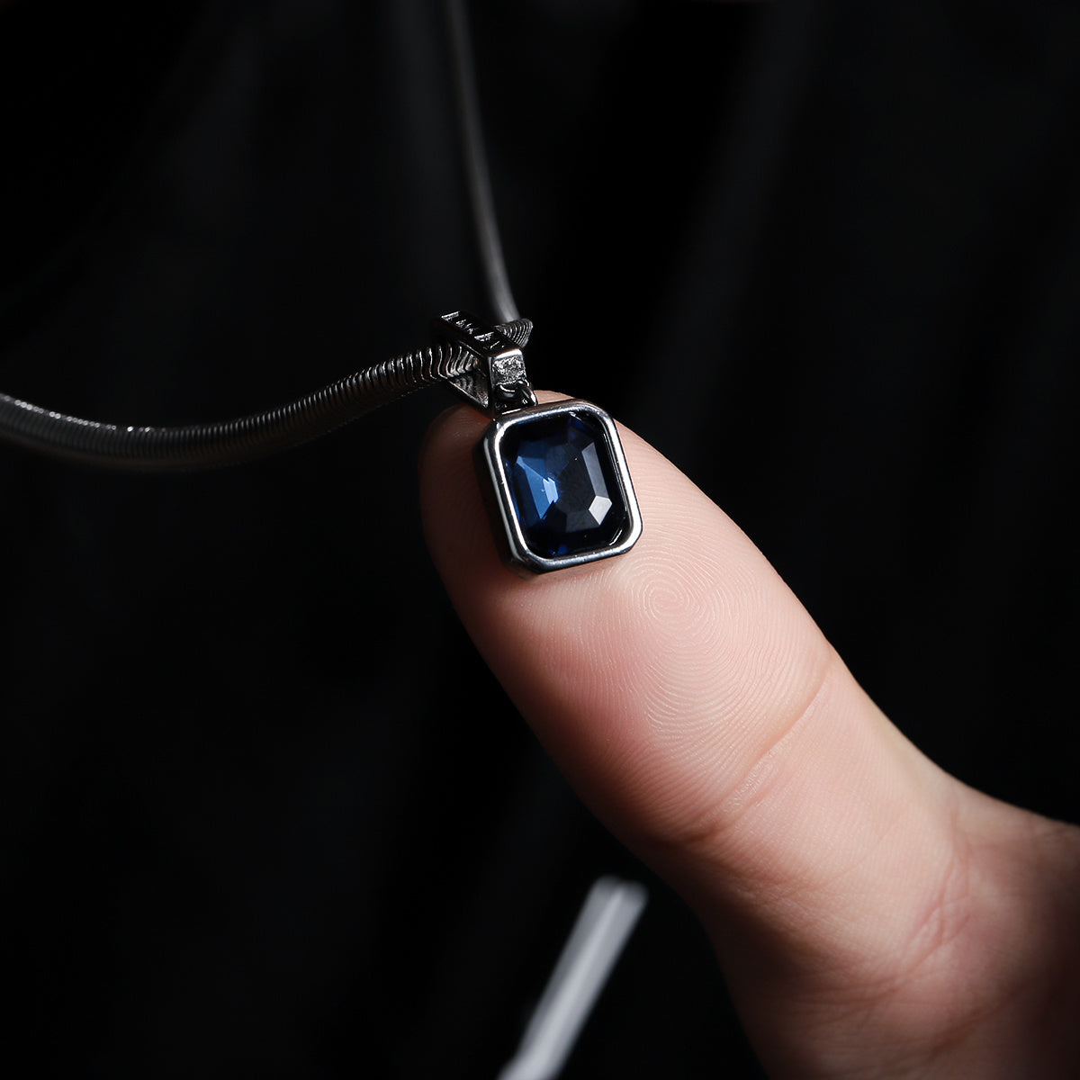 Blue Pendant Snake Chain Necklace for Men | Daily Wear & Gift
