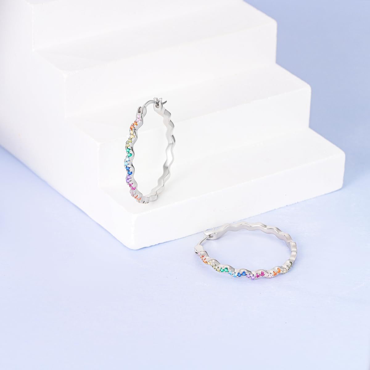 Wave Shape Rhinestone Earrings | Alloy Colour Diamond Fashion OL