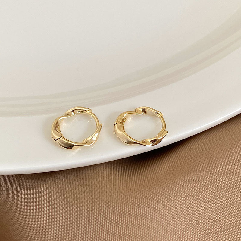 Korean Diamond Embedded Earrings | Copper Gold Silver Versatile