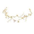 Pearl Flower Wedding Headband | Imitation Pearl Sweet Gold
