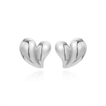 18K Gold Glossy Heart Earrings | Copper-Plated Simple Love Design