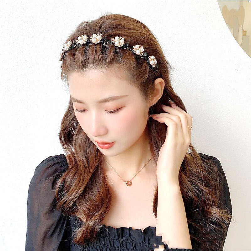 Pearl Lazy Braided Headband | Plastic Resin Korean Pastoral