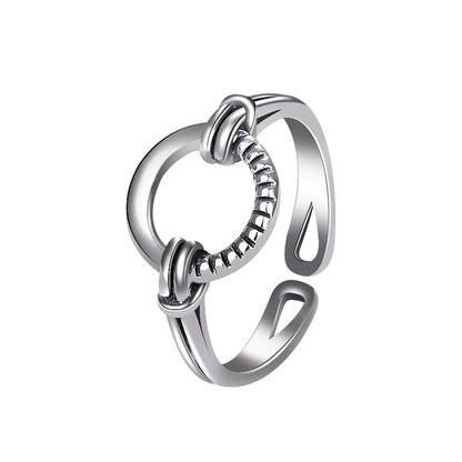 S925 Thai Silver Circle Ring | Adjustable Unisex Geometric