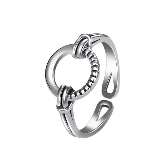 S925 Thai Silver Circle Ring | Adjustable Unisex Geometric