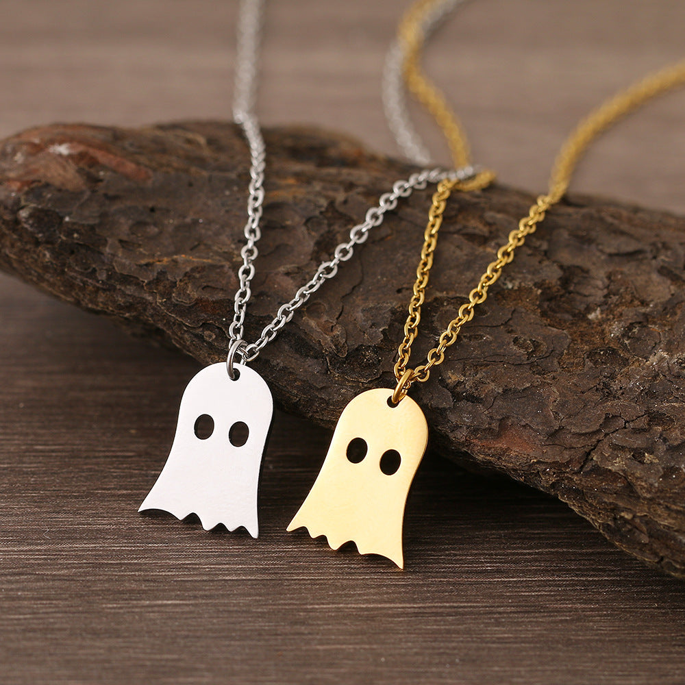 925 Silver Cute Ghost Pendant Necklace