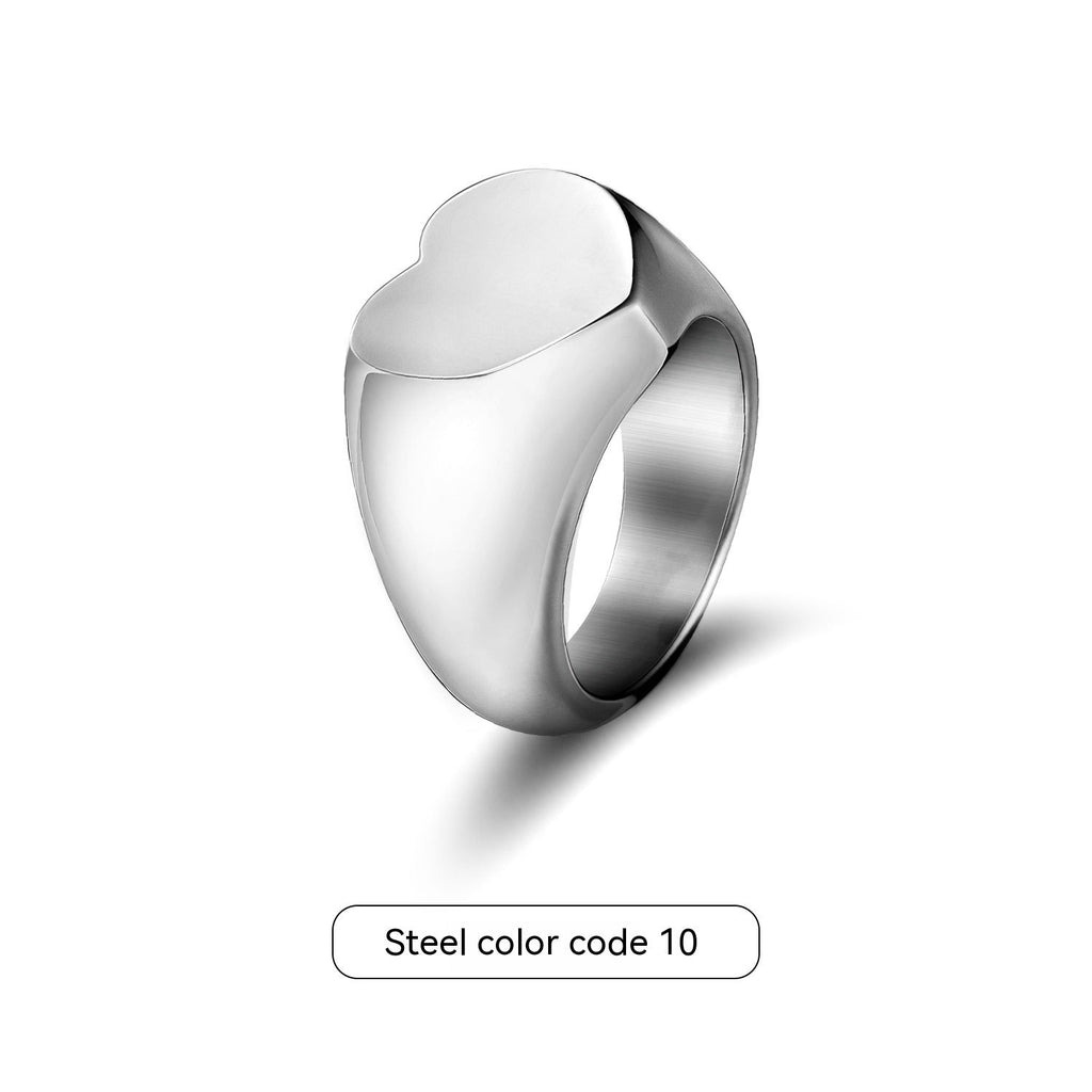 Hip Hop Love Couple Ring | Titanium Steel Heart Pinky Ring