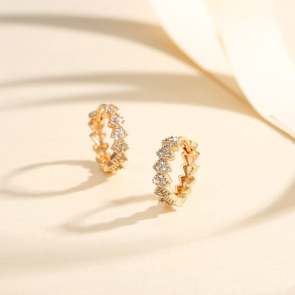 Gold Inlaid Zircon Stud Earrings | Copper All-Match European