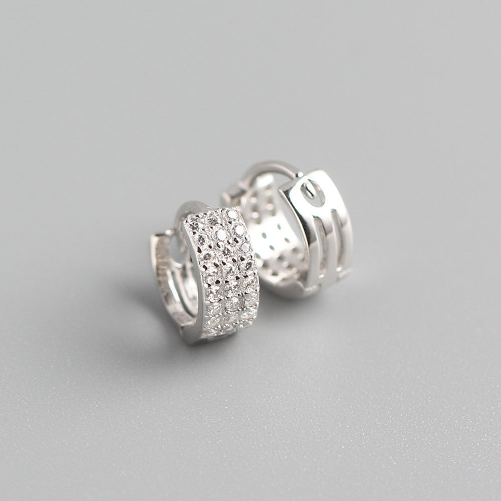 Korean Diamond Embedded Earrings | Copper Gold Silver Versatile