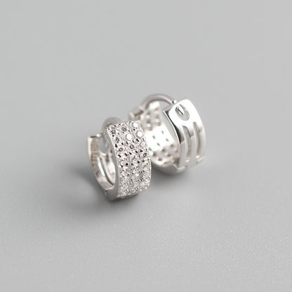Korean Diamond Embedded Earrings | Copper Gold Silver Versatile