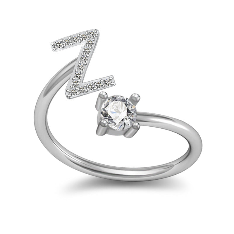 A-Z Initial Letter Ring for Women and Men | Adjustable Alloy