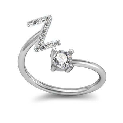 A-Z Initial Letter Ring for Women and Men | Adjustable Alloy