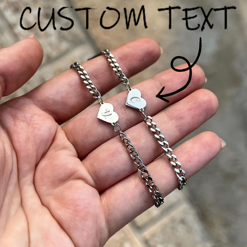 Personalized Heart Couple Bracelet Set 2 | Gift for Partners & Best Friends