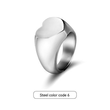 Hip Hop Love Couple Ring | Titanium Steel Heart Pinky Ring