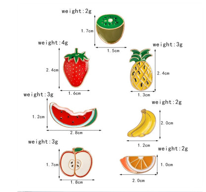 Cartoon Fruit Enamel Brooch | Alloy Baked Varnish Unisex 7 Styles