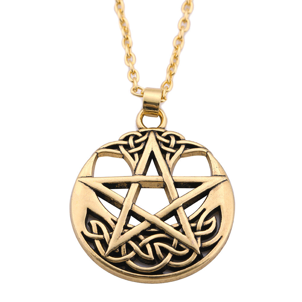 Lucky Round Pentagram Pendant Necklace