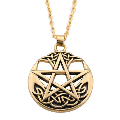 Lucky Round Pentagram Pendant Necklace