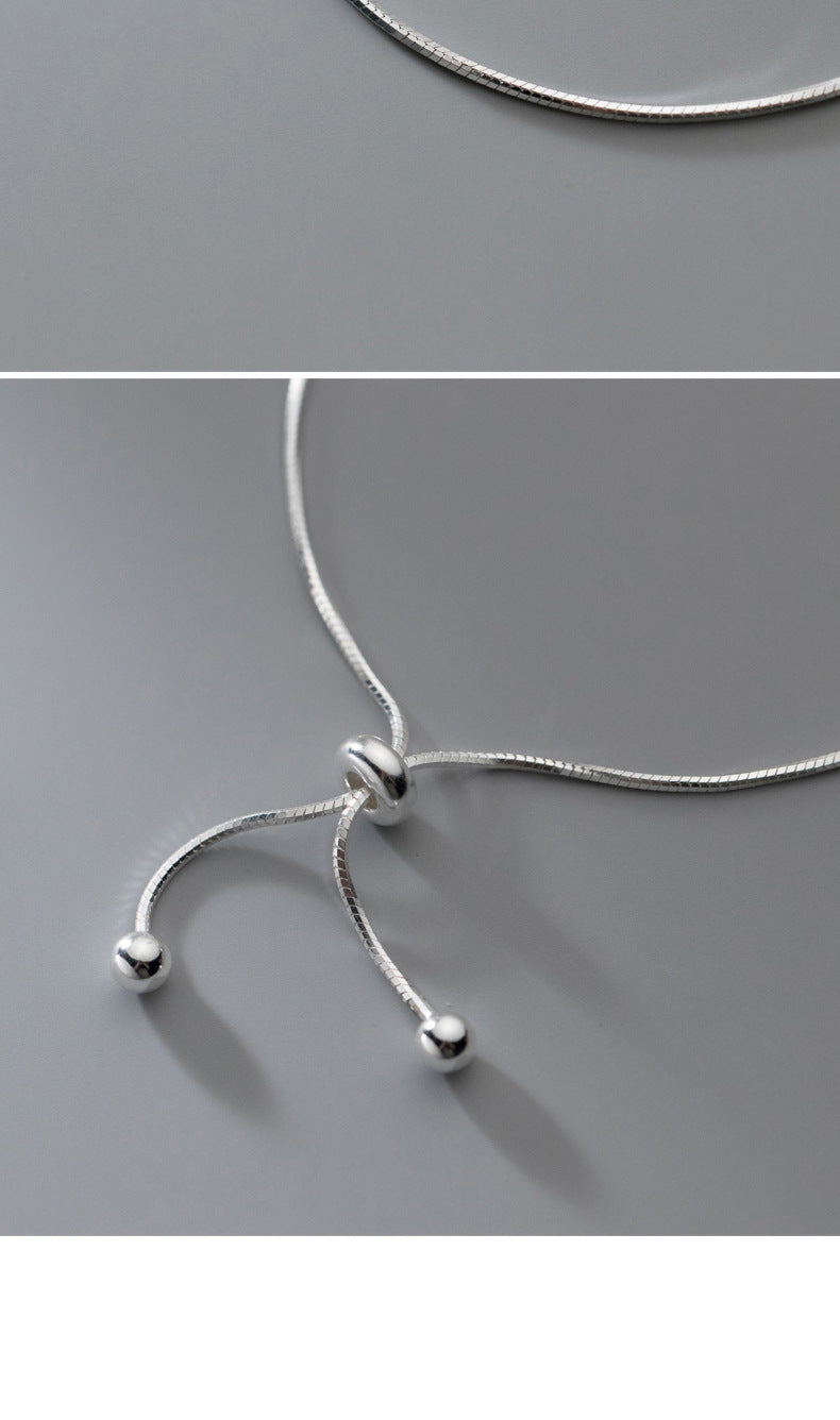 925 Silver Beads Snake Bone Adjustable Bracelet