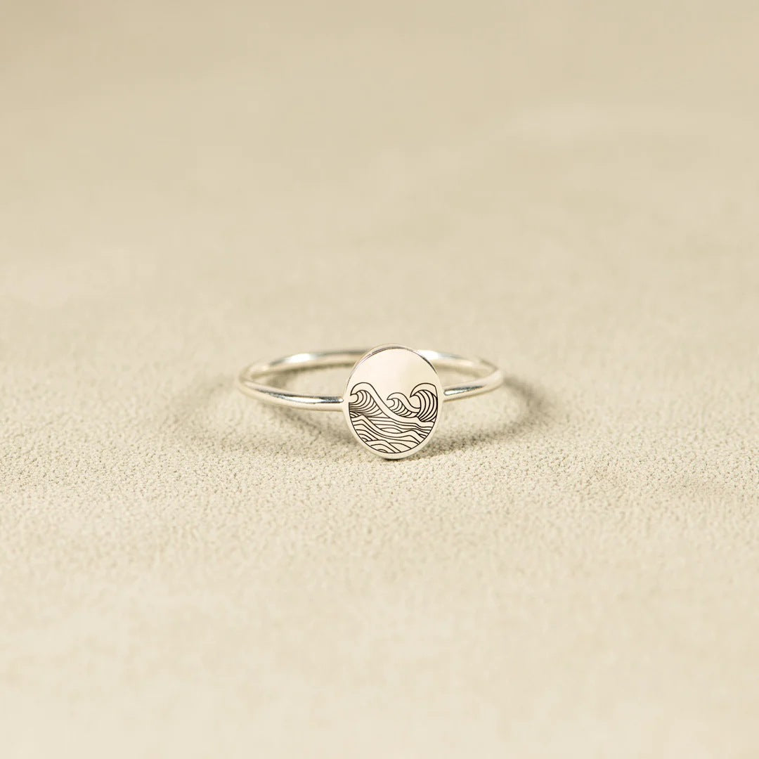 S925 Pure Silver Sea Wave Ring | Women's Minimalist Band
