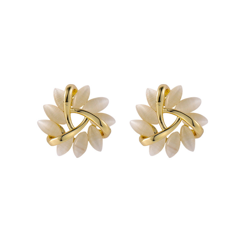 Triangle Opal Stud Earrings | Copper S925 Silver Needle Geometric