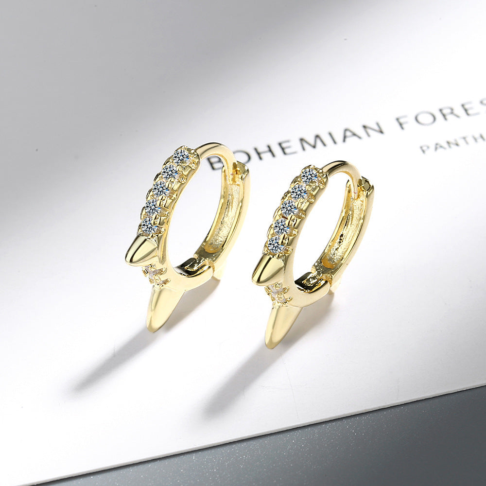 Korean Diamond Embedded Earrings | Copper Gold Silver Versatile